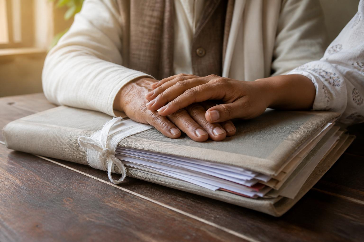 Hands over a case file